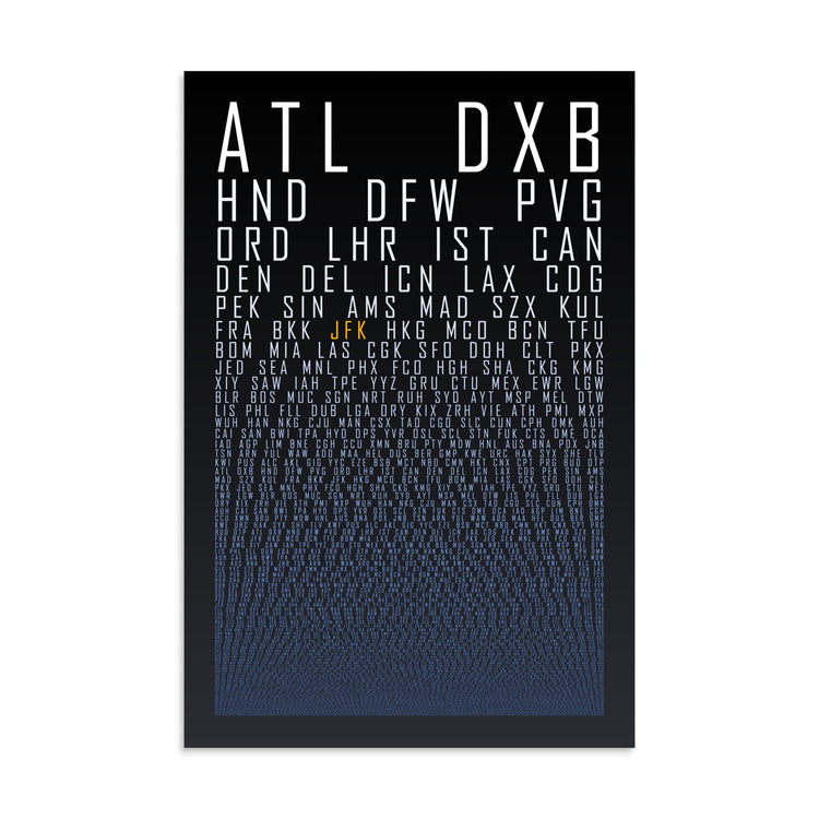 HUBS World's Busiest Airports poster, Black Graphite, front view