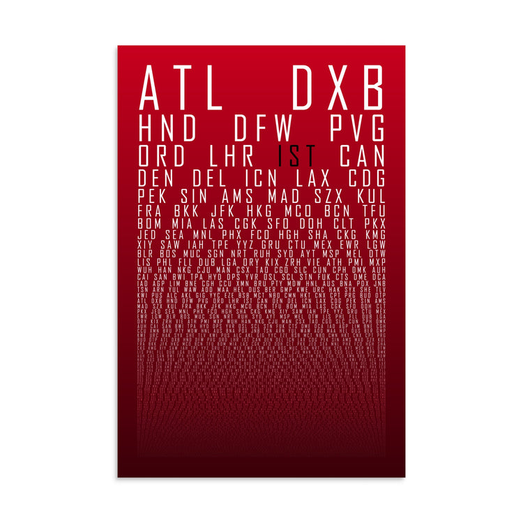HUBS World's Busiest Airports poster, Red Oxblood, front view